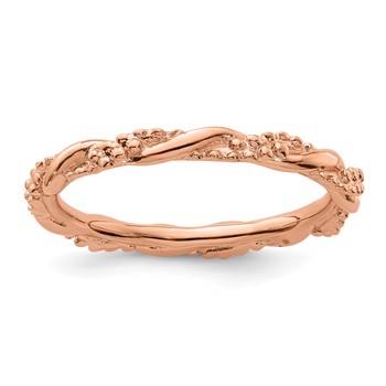 Sterling Silver Stackable Expressions Pink-plated Twist Ring