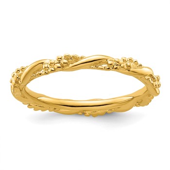 Sterling Silver Stackable Expressions Yellow-plated Twist Ring