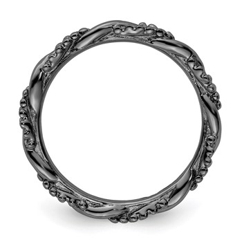 Sterling Silver Stackable Expressions Black-plated Twist Ring — alternate view