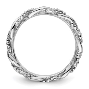 Sterling Silver Stackable Expressions Rhodium Twist Ring — alternate view