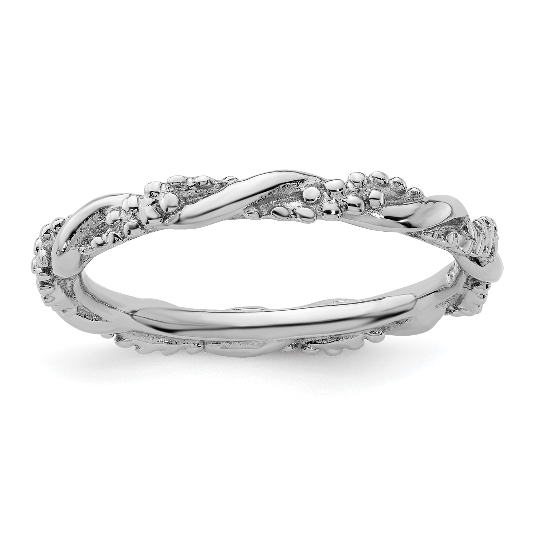 Sterling Silver Stackable Expressions Rhodium Twist Ring - Quality