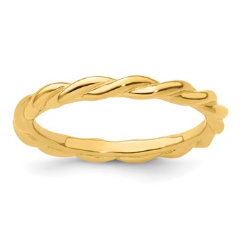 Sterling Silver Stackable Expressions Yellow-plated Twist Ring
