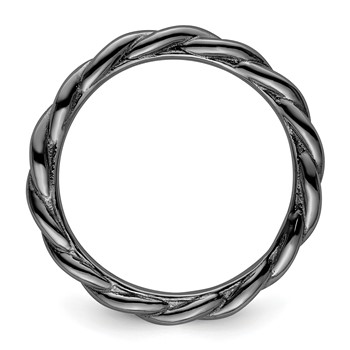 Sterling Silver Stackable Expressions Black-plated Twist Ring — alternate view