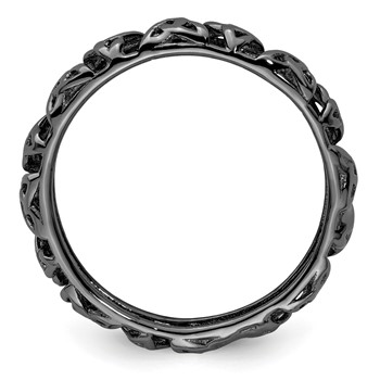Sterling Silver Stackable Expressions Black-plated Celtic Knot Ring — alternate view