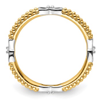 Sterling Silver Stackable Expressions Gold-plated Polished Ring — alternate view