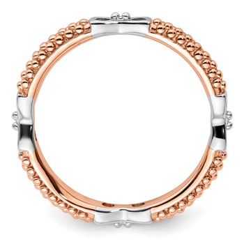 Sterling Silver Stackable Expressions Rose Gold-plated Polished Ring — alternate view