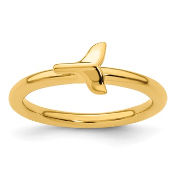 Sterling Silver Stackable Expressions Gold-plated Polished Whale Tail Ring
