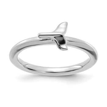 Sterling Silver Stackable Expressions Rhodium-plated Whale Tail Ring