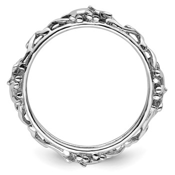 Sterling Silver Stackable Expressions Rhodium-plate Patterned Elephant Ring — alternate view