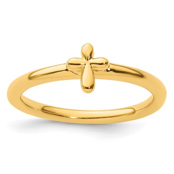 Sterling Silver Stackable Expressions Gold-plated Cross Ring