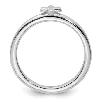 Sterling Silver Stackable Expressions Rhodium-Plated Cross Ring — alternate view