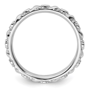 Sterling Silver Stackable Expressions Rhodium-plated Polished Flower Ring — alternate view