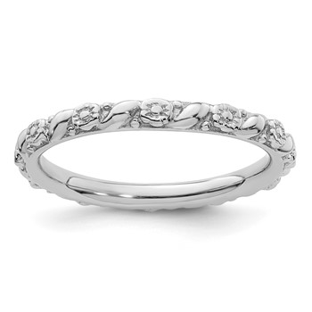 Sterling Silver Stackable Expressions Rhodium-plated Polished Flower Ring