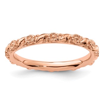 Sterling Silver Stackable Expressions Rose Gold-plated Flower Ring