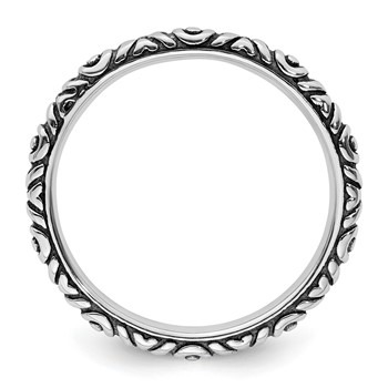 Sterling Silver Stackable Expressions Antiqued Polished Ring — alternate view