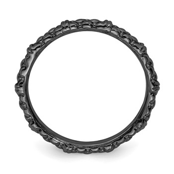 Sterling Silver Stackable Expressions Black-plated Cable Ring — alternate view