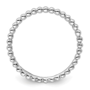 Sterling Silver Stackable Expressions Rhodium Beaded Ring — alternate view