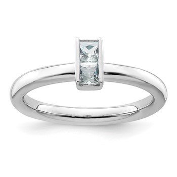 Sterling Silver Stackable Expressions Aquamarine Ring