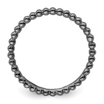 Sterling Silver Stackable Expressions Black-plated Beaded Ring — alternate view