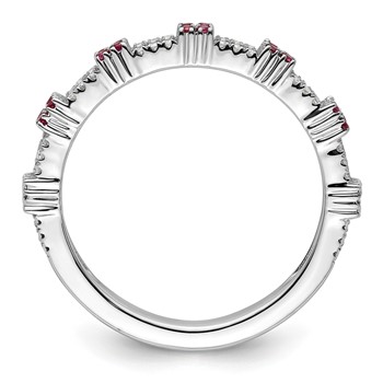Sterling Silver Stackable Expressions Created Ruby & Diamond Ring — alternate view