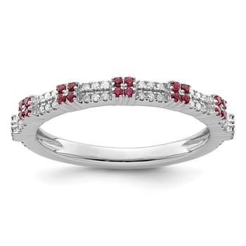 Sterling Silver Stackable Expressions Created Ruby & Diamond Ring