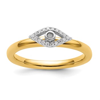 Sterling Silver Stackable Expressions Evil Eye Diamond Ring