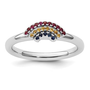 Sterling Silver Stackable Expressions Rainbow Ring