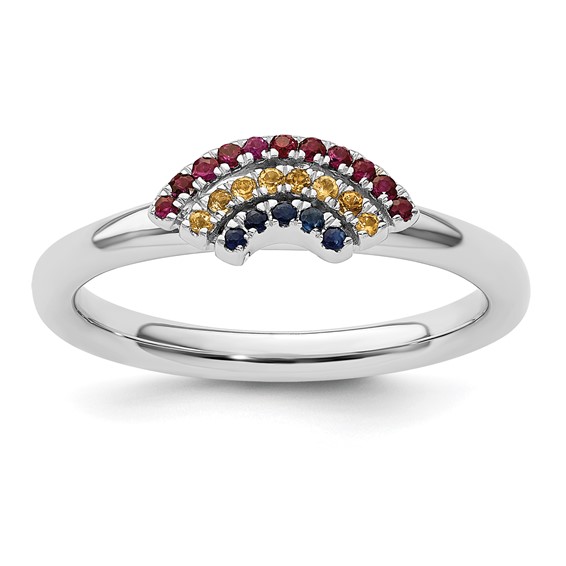 Sterling Silver Stackable Expressions Rainbow Ring Sterling Silver Stackable Expressions Rainbow Ring