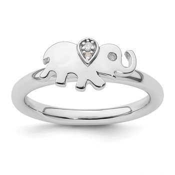 Sterling Silver Stackable Expressions Elephant Diamond Ring
