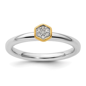 Sterling Silver Stackable Expressions Gold-Plated Diamond Ring