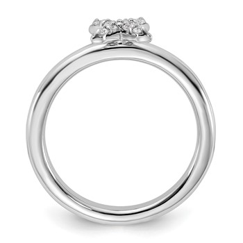 Sterling Silver Stackable Expressions Rhodium-plated CZ X Ring — alternate view
