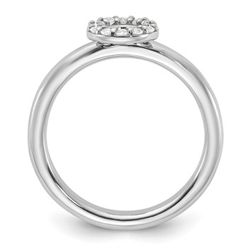 Sterling Silver Stackable Expressions Rhodium-plated CZ O Ring — alternate view
