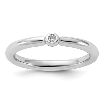 Sterling Silver Stackable Expressions Rhodium-plated CZ Ring