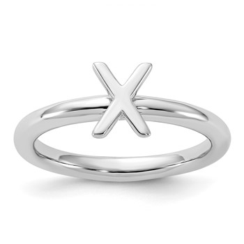 Sterling Silver Stackable Expressions Rhodium-plated X Ring