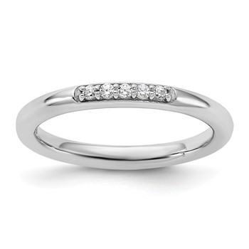 Sterling Silver Stackable Expressions Rhodium-plated CZ Ring