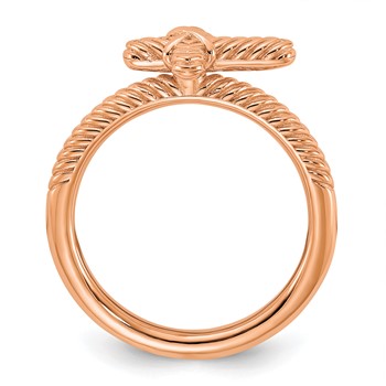 Sterling Silver Stackable Expressions Rose Gold-plated Textured Cross Ring — alternate view