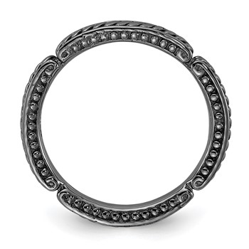 Sterling Silver Stackable Expressions Black Rhodium Textured Ring — alternate view