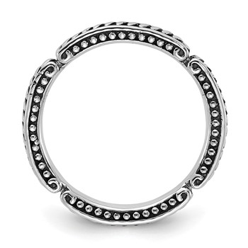 Sterling Silver Stackable Expressions Oxidized and Textured Ring — alternate view