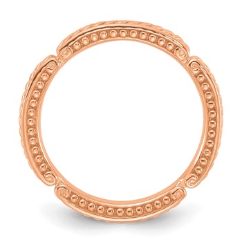 Sterling Silver Stackable Expressions Rose Gold-plated Textured Ring — alternate view