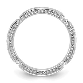 Sterling Silver Stackable Expressions Rhodium-plated Textured Ring — alternate view