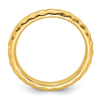 Sterling Silver Stackable Expressions Gold-plated Hammered Ring — alternate view