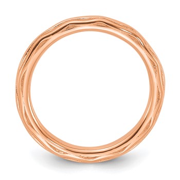Sterling Silver Stackable Expressions Rose Gold-plated Wave Design Ring — alternate view