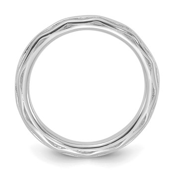 Sterling Silver Stackable Expressions Rhodium-plated Wave Design Ring — alternate view