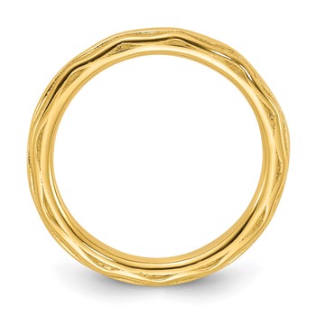 Sterling Silver Stackable Expressions Gold-plated Wave Design Ring — alternate view