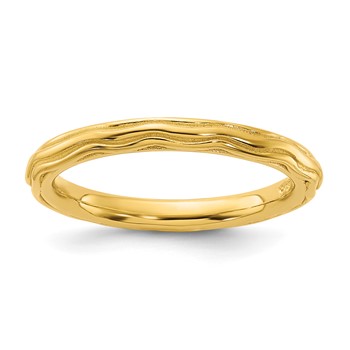 Sterling Silver Stackable Expressions Gold-plated Wave Design Ring
