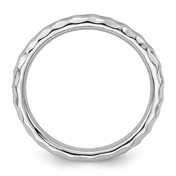 Sterling Silver Stackable Expressions Rhodium Hammered Ring — alternate view