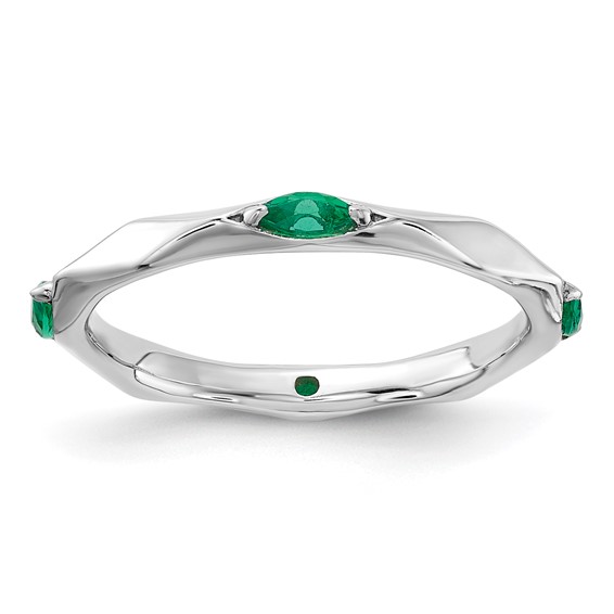 Sterling Silver Stackable Expressions Created Emerald Round Ring Sterling Silver Stackable Expressions Created Emerald Round Ring