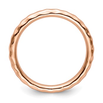 Sterling Silver Stackable Expressions Pink-plated Hammered Ring — alternate view