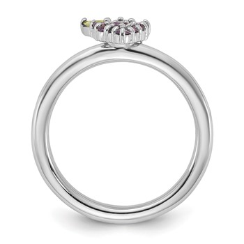 Sterling Silver Stackable Expressions Rhodium-plated Amethyst and Peridot Grapes Ring — alternate view