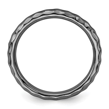 Sterling Silver Stackable Expressions Black-plated Hammered Ring — alternate view